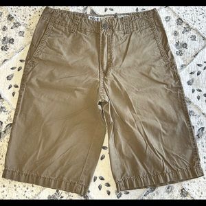 BKE Casuals FLINTRIDGE Flat Front Chino Style Buckle Shorts mens size 30 Khaki